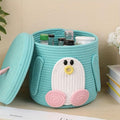 Jute Basket For Storage Cotton Rope Toys Basket With Lid Handwoven Natural Foldable Laundry Hamper For Home, Office, Living Room