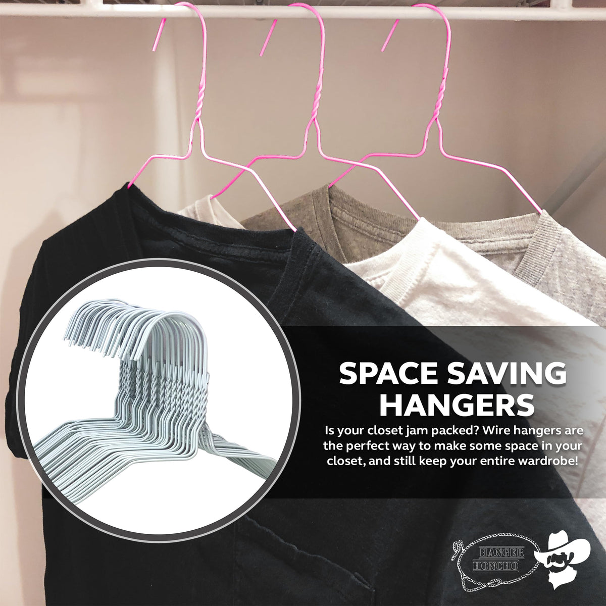 200 Wire Hangers - Pink Metal Hangers In Bulk - 18 Inch Thin Standard Dry Cleaner Coated Steel