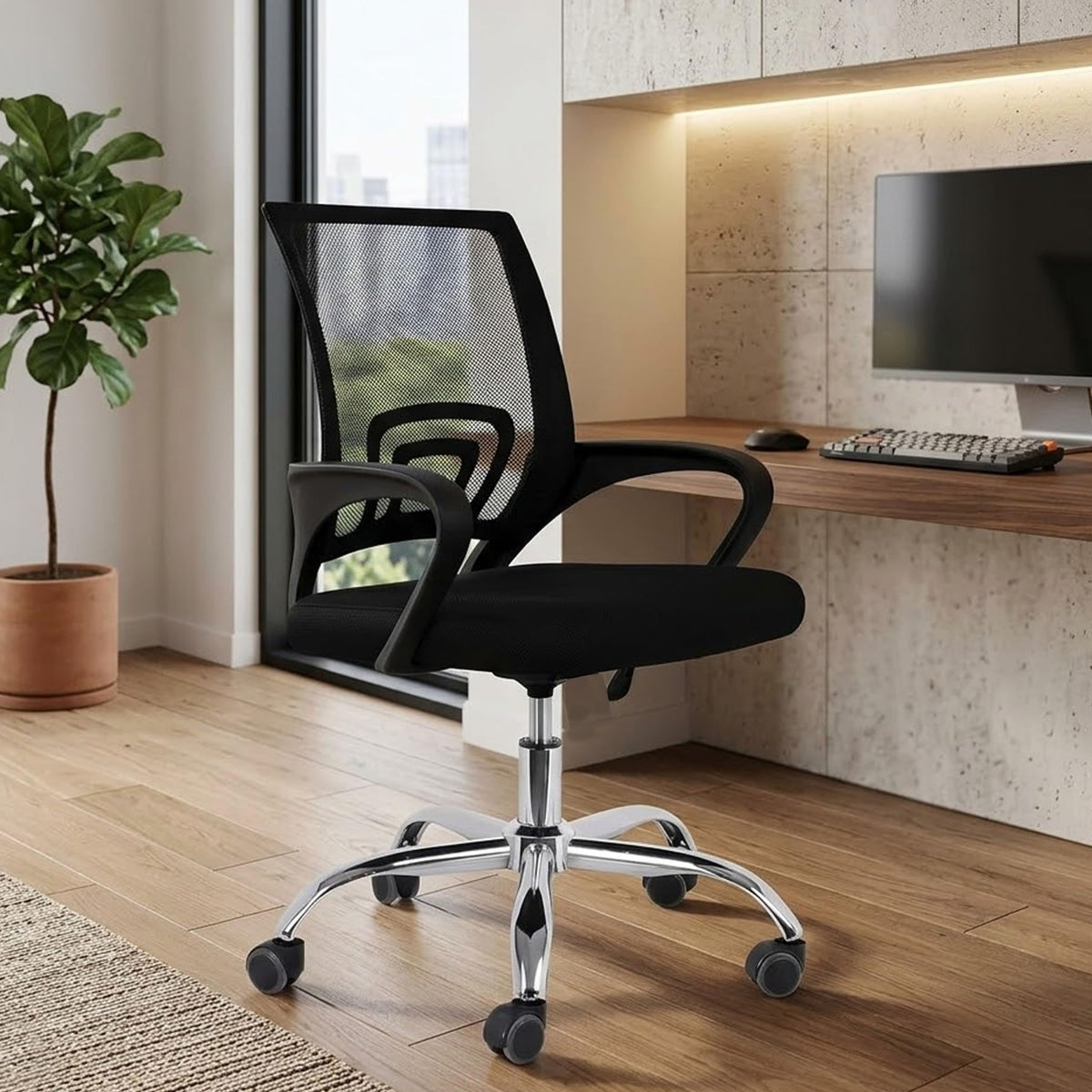 Norman Jr, Ergonomic Desk Chair Mesh Computer Chair With Lumbar Support Armrest Executive Rolling Swivel Adjustable Mid Back Cha