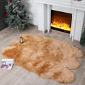 linmopm Faux Fur Rug Sheepskin Shag Fluffy Fuzzy Beige 4x6 ft Rugs for Bedroom Bedside Bed Floor Living Room Plush High-Density 