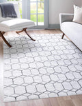 Unique Loom Matrix Trellis Collection Area Rug - Tile (6 1 x 9 Rectangle, White/ Gray)