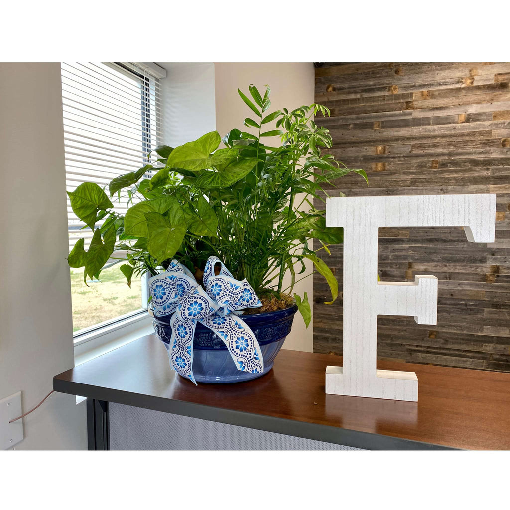 HomeRoots 16' Distressed White Wash Wooden Initial Letter F Sculpture