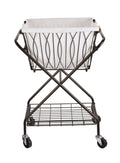 Artesa Verona Collapsible Metal Laundry Cart with Removable Basket & Canvas Bag, 20.5 L x 16.2 W x 13 H, Antique Black