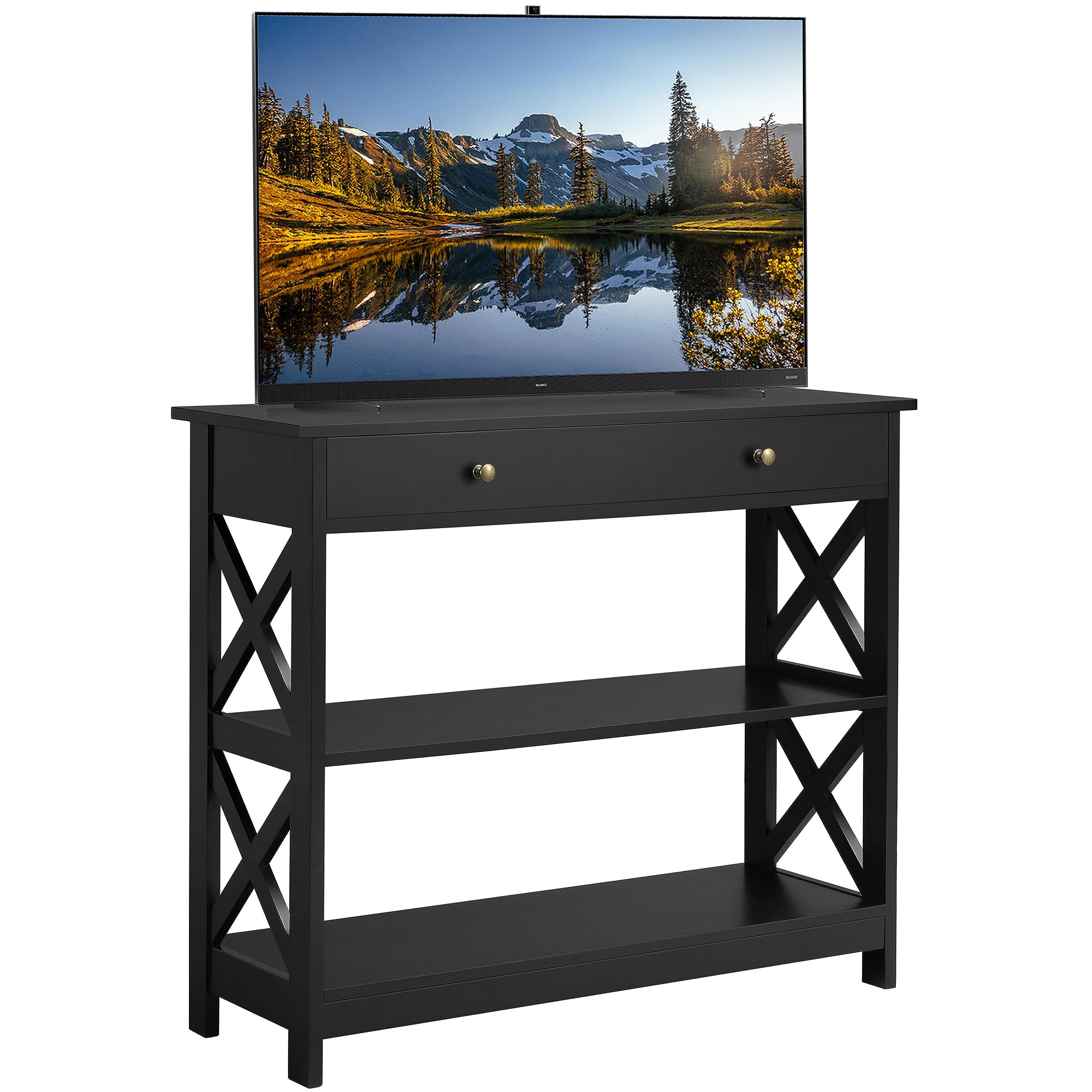 Yaheetech TV Stand, Entertainment Center with Drawer, 39.5 Media Console Table for TV with 2 Open Shelves for Bedroom, Living Ro