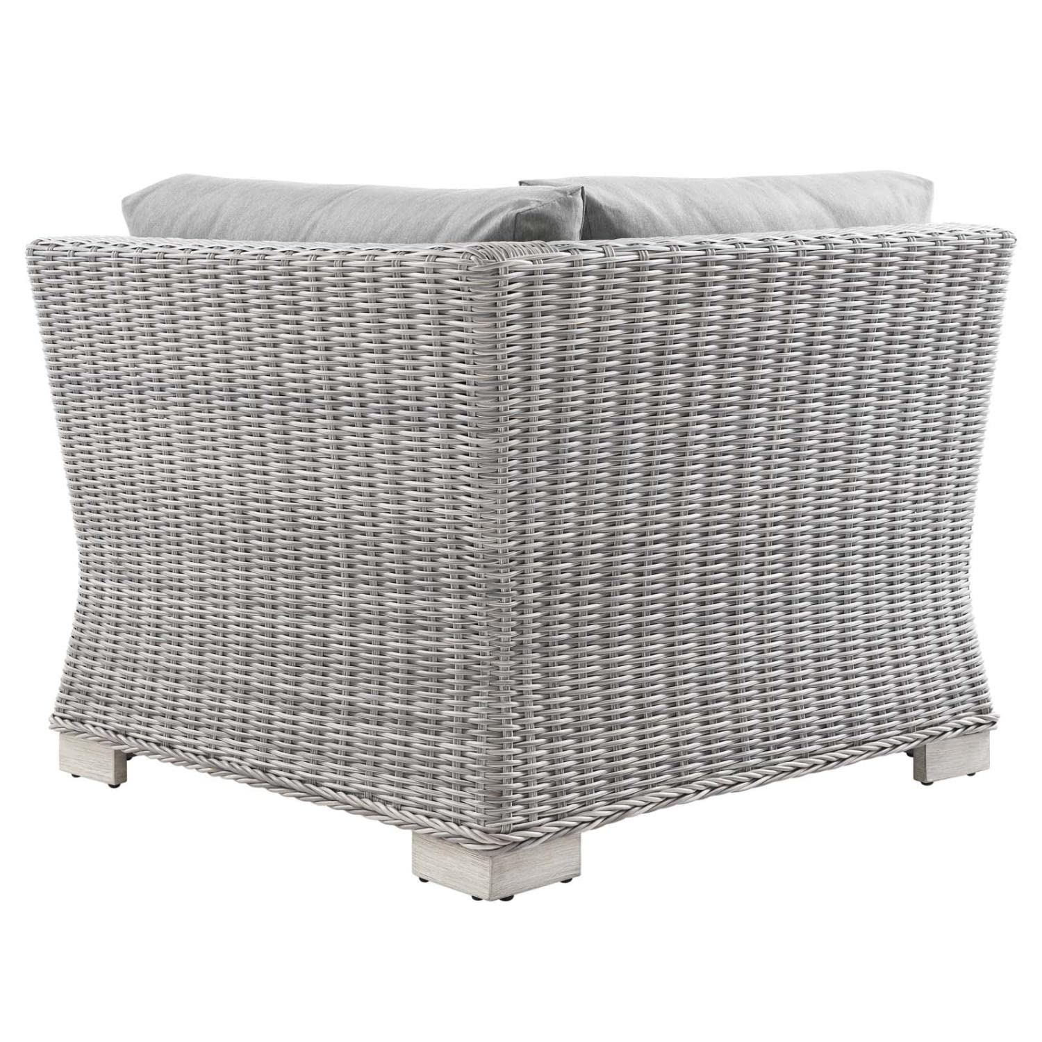 Modway Conway Outdoor Patio Wicker Rattan, Corner Chair, Light Gray Gray