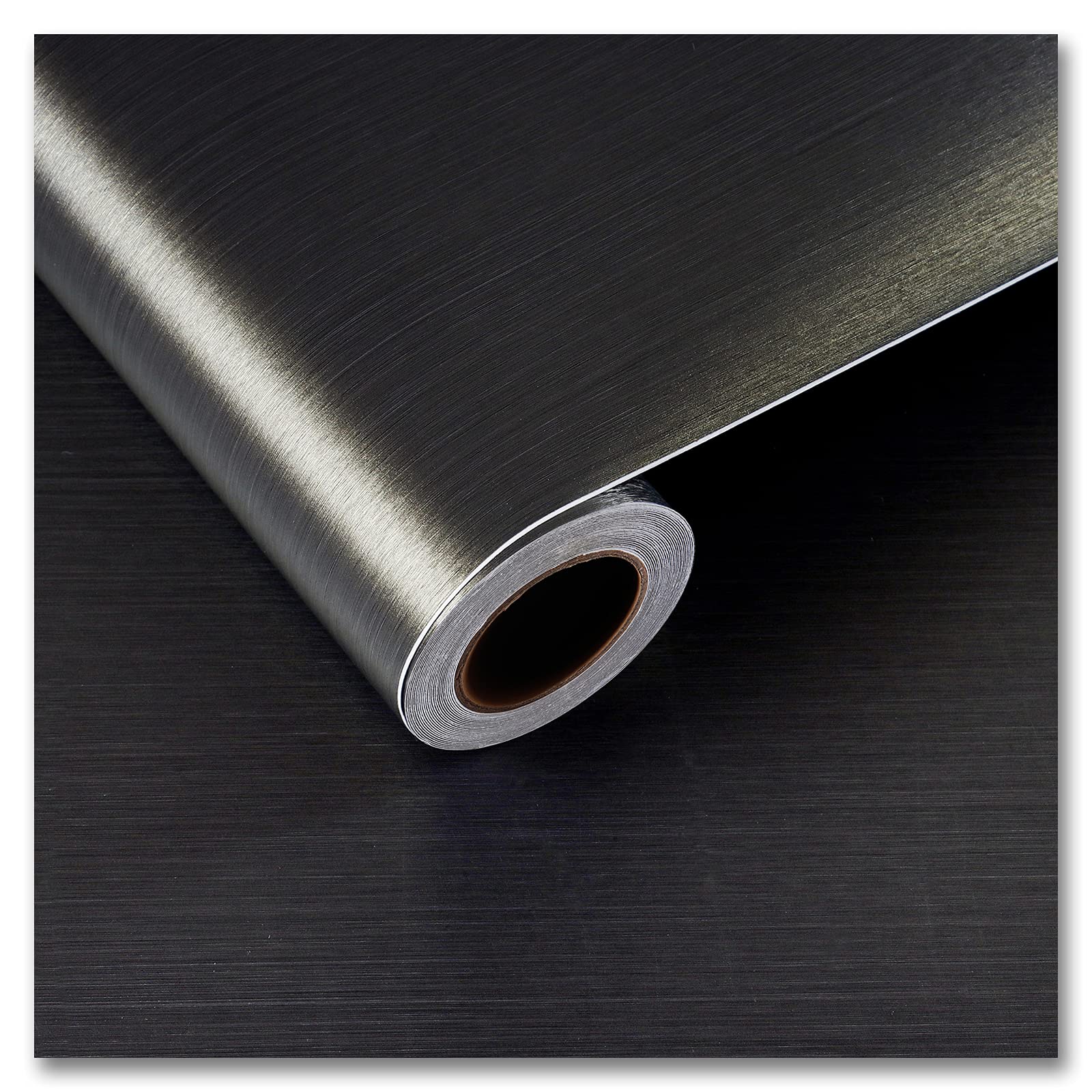 CRE8TIVE Bronze Black Brushed Stainless Steel Contact Paper 24x354 Heat Resistant Metallic Wallpaper Peel and Stick Oil Proof Ru