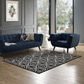 Modway Frame Transitional Moroccan Trellis 5X8 Area Rug In Black And White