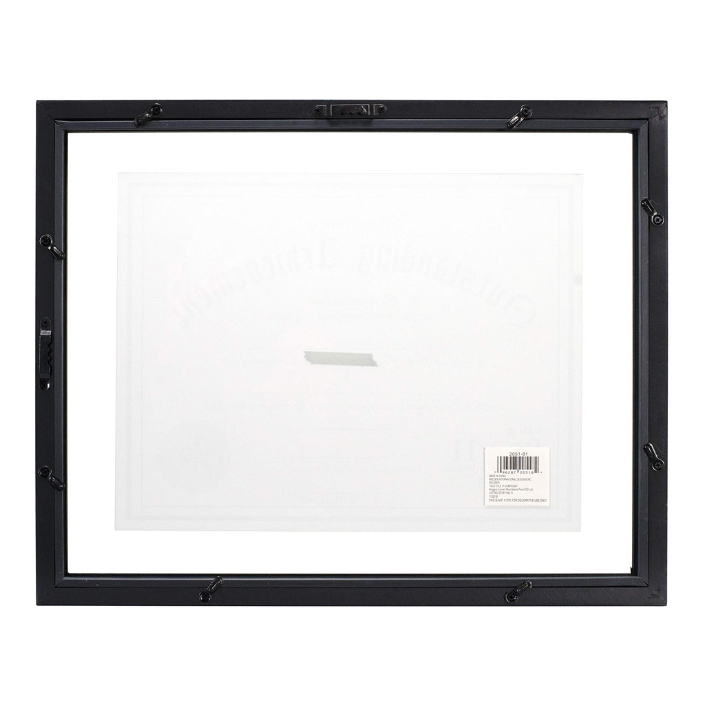 Malden International Designs Wood Floater Document Frame, 8.5X11/11X14, Black