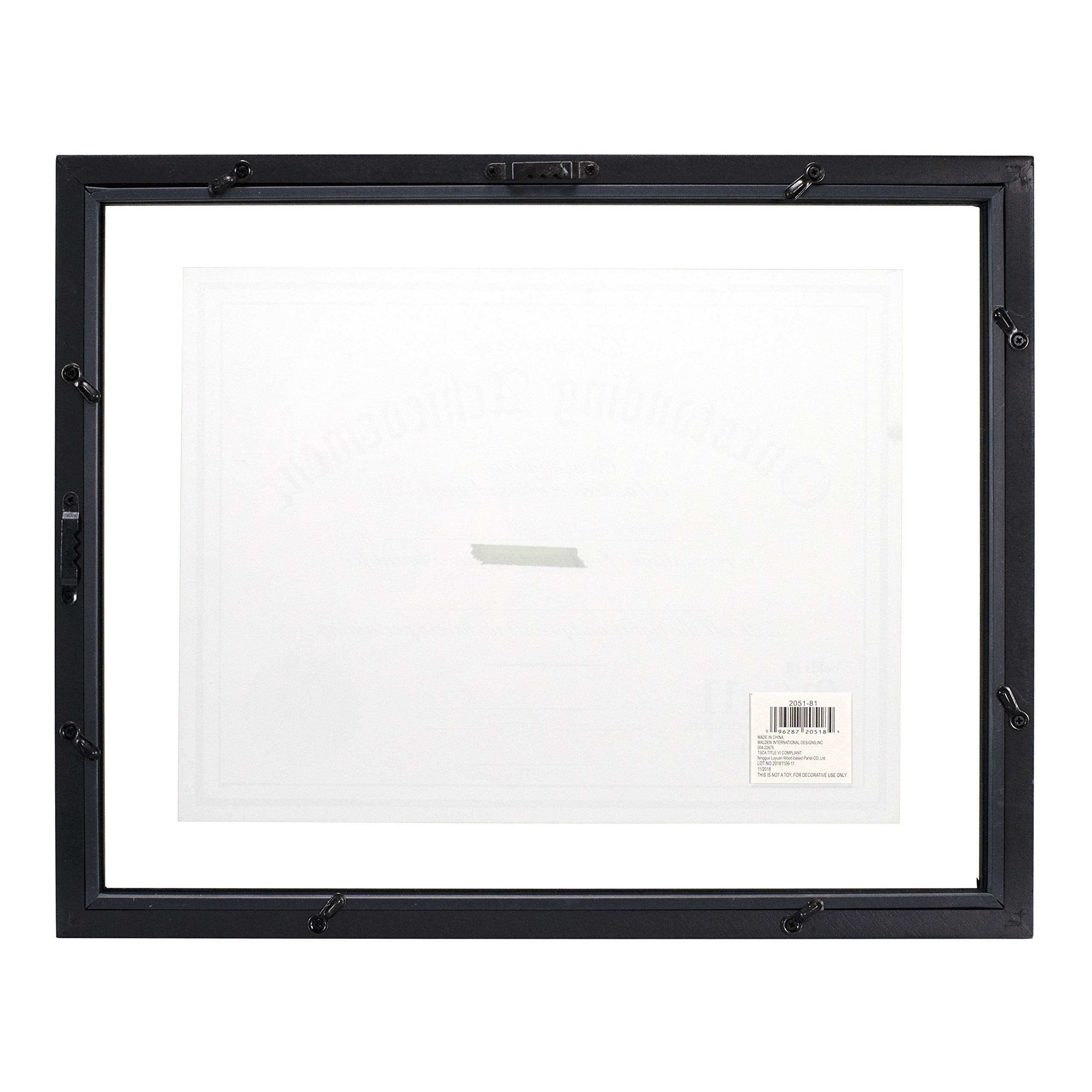 Malden International Designs Wood Floater Document Frame, 8.5X11/11X14, Black