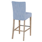 New Pacific Direct Milton Fabric Bar Stool,Natural Wood Legs,Blue Stripes,Fully Assembled