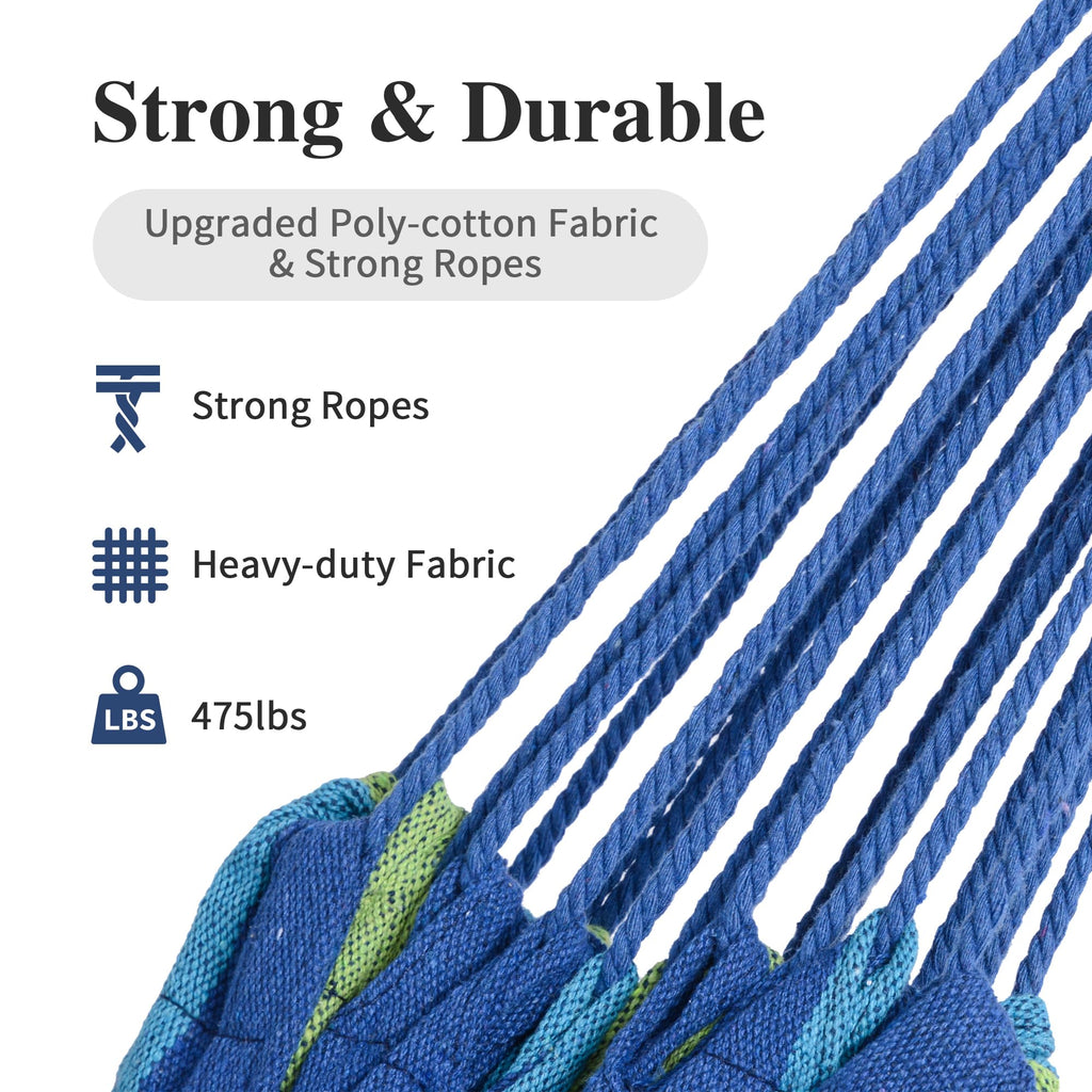 Suncreat Portable Tree Hammock, Double Hammocks 2 Person With Outer Bag, Blue Stripe
