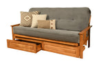 Kodiak Furniture Monterey Futon Set With Storage Drawers, With Butternut Base And Marmont Thunder Mattress