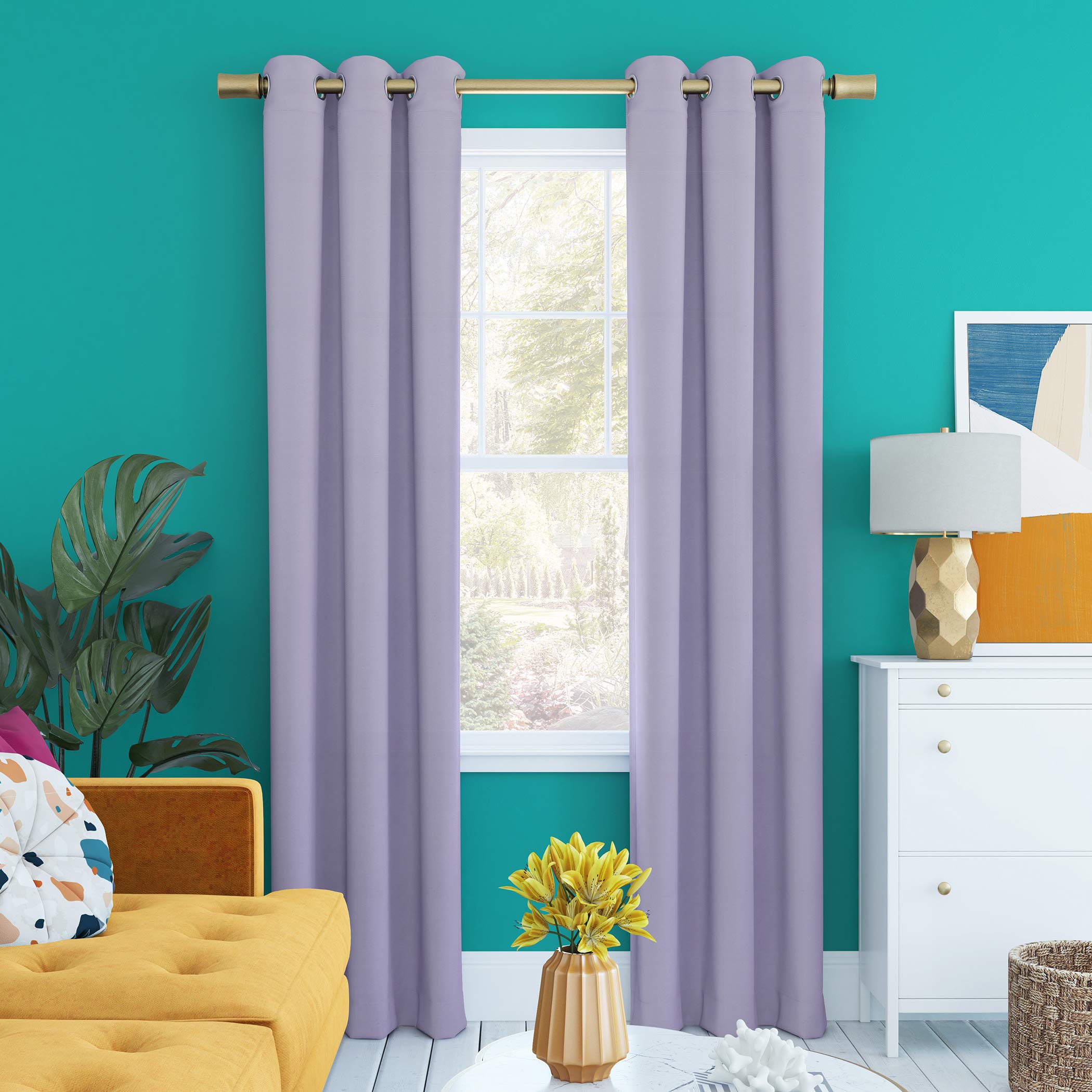 Sun Zero Halton Bright Vibes Total Blackout Grommet Curtain Panel, 40 x 84, Lavender