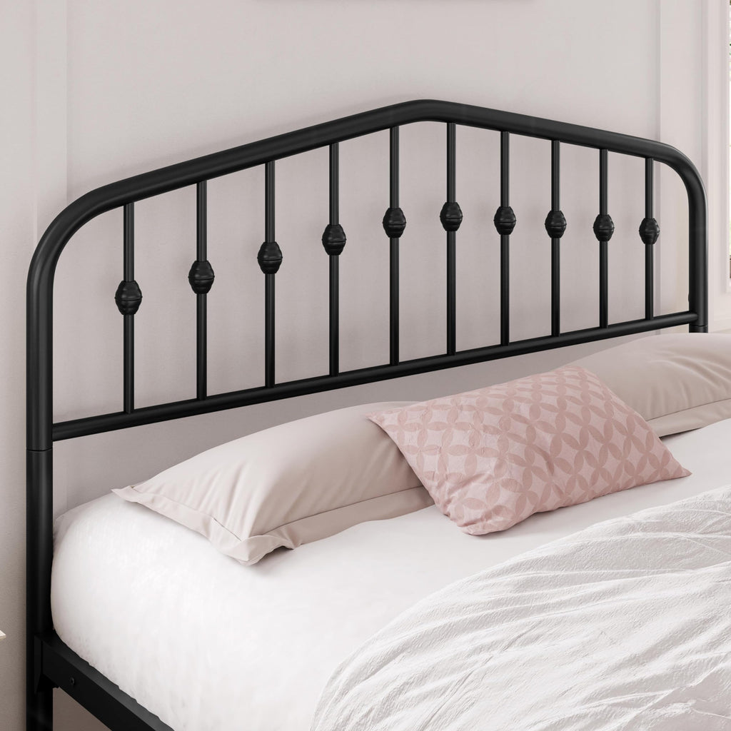 Yaheetech Queen Bed Frames Metal Platform Bed With Victorian Style Wrought Iron Headboard And Footboard/Easy Assembly/No Box Spring Needed/Black Queen Bed