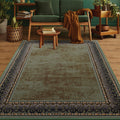 Antep Rugs Alfombras Bordered Modern 5x7 Non-Slip (Non-Skid) Low Pile Rubber Backing Indoor Area Rug (Green, 5 x 7)