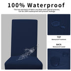 Easy-Going 100% Waterproof Dining Room Chair Cover Set Of 4, Stretch Jacquard Parson Chair Slipcover Removable Washable Chair Protector For Home, Restaurant, Banquet (Large, Navy)