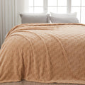 Newcosplay Super Soft Queen Blanket Brown Premium Silky Flannel Fleece 3D Checkered Lightweight Bed Blanket All Season Use (Brow