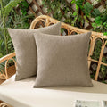 Woaboy Set of 2 Taupe Grey Outdoor Waterproof Throw Pillow Covers Decorative Farmhouse Linen Pillowcases Solid Cushion Cases for
