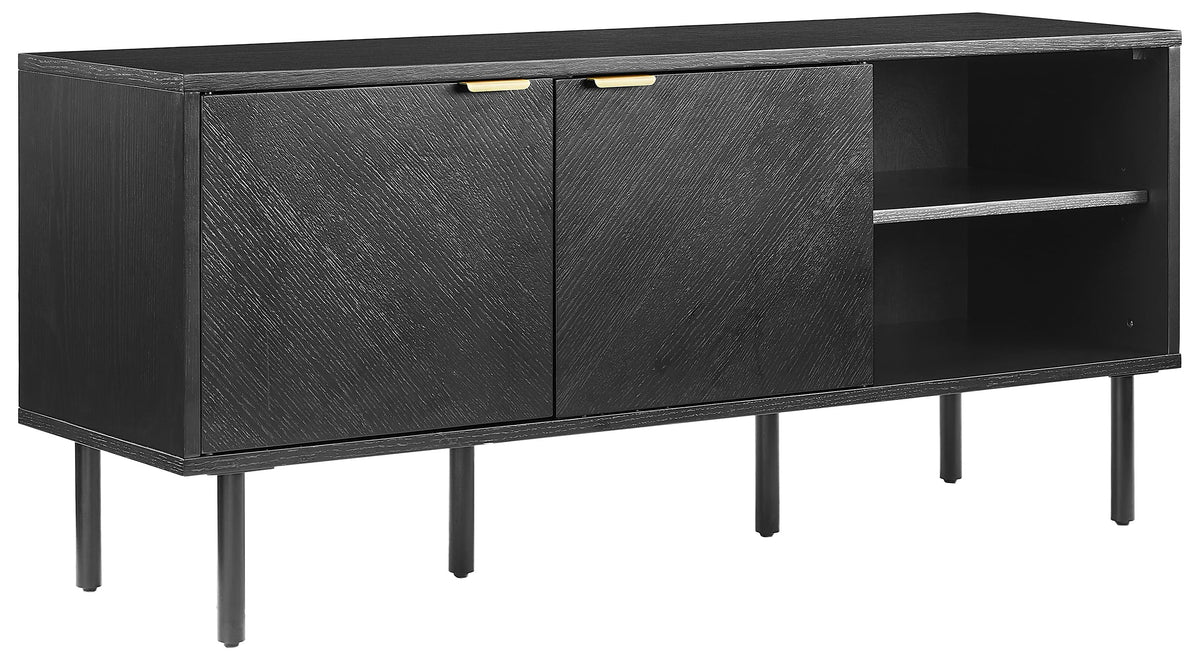 Crosley Furniture Brody Vinyl Record Storage Sideboard, Modern Media Console and Cabinet with Shelves, Black