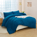Litanika Teal Comforter Queen Size, 3 Pieces Turquoise Lightweight Solid Bedding Comforter Set, All Season Fluffy Bed Set (90X90
