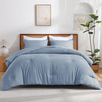 Andency Grayish Blue California King Comforter Set, 3 Pieces Cal King Lightweight Reversible Classic Soft Solid Bed Comforter, Oversized Fluffy Microfiber Bedding Set (104X96In, 2 Pillowcases)
