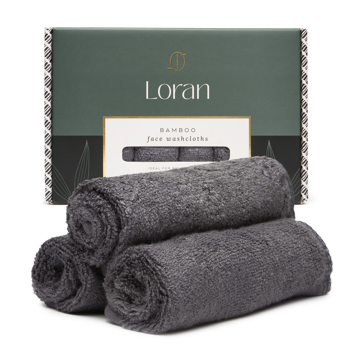 Charcoal Grey Washcloths Set of 6 Soft Facial Cloths 10    x 10    100% Viscose Derived from Bamboo Spa-Like Feel Silky Face Clo