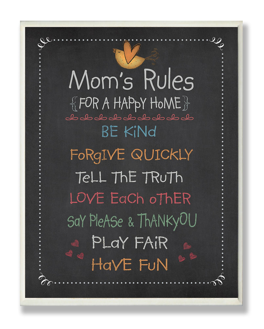 Stupell Home D  cor Mom's Rules Chalkboard Typography Wall Plaque, 10 x 0.5 x 15, Proudly Made in USA