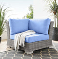 Modway Conway Outdoor Patio Wicker Rattan, Corner Chair, Light Gray Light Blue