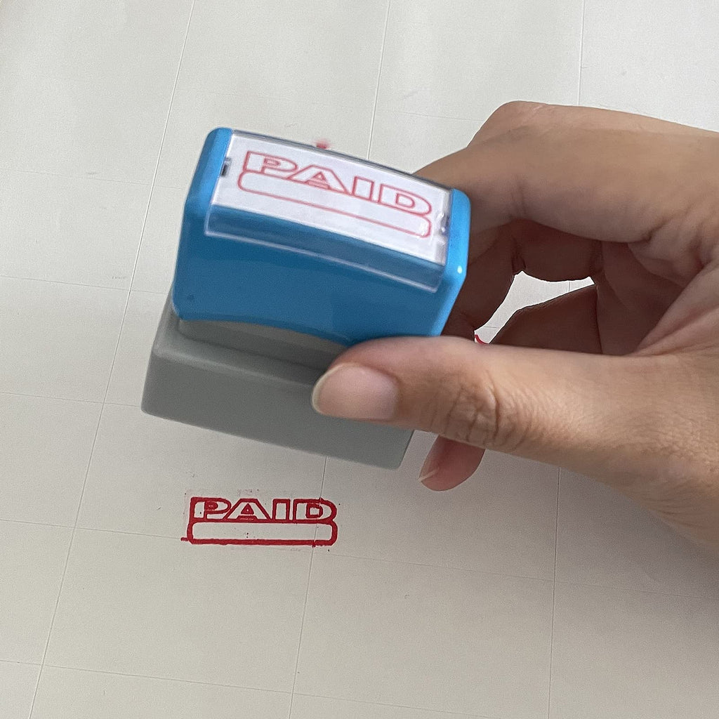 Wafjamf Paid Stamp-Self Inking Rubber Stamp Office Stamp Message Stamp Red Ink-Medium