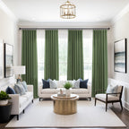 Extra Long Olive Green Linen Curtains 108 Inches Long For Large Window 2 Panels Modern Elegant Pretty Drapes Light Filtering Sheer Emerald Loden Green Curtains For Living Room Dining Bedroom 9 Ft Tall