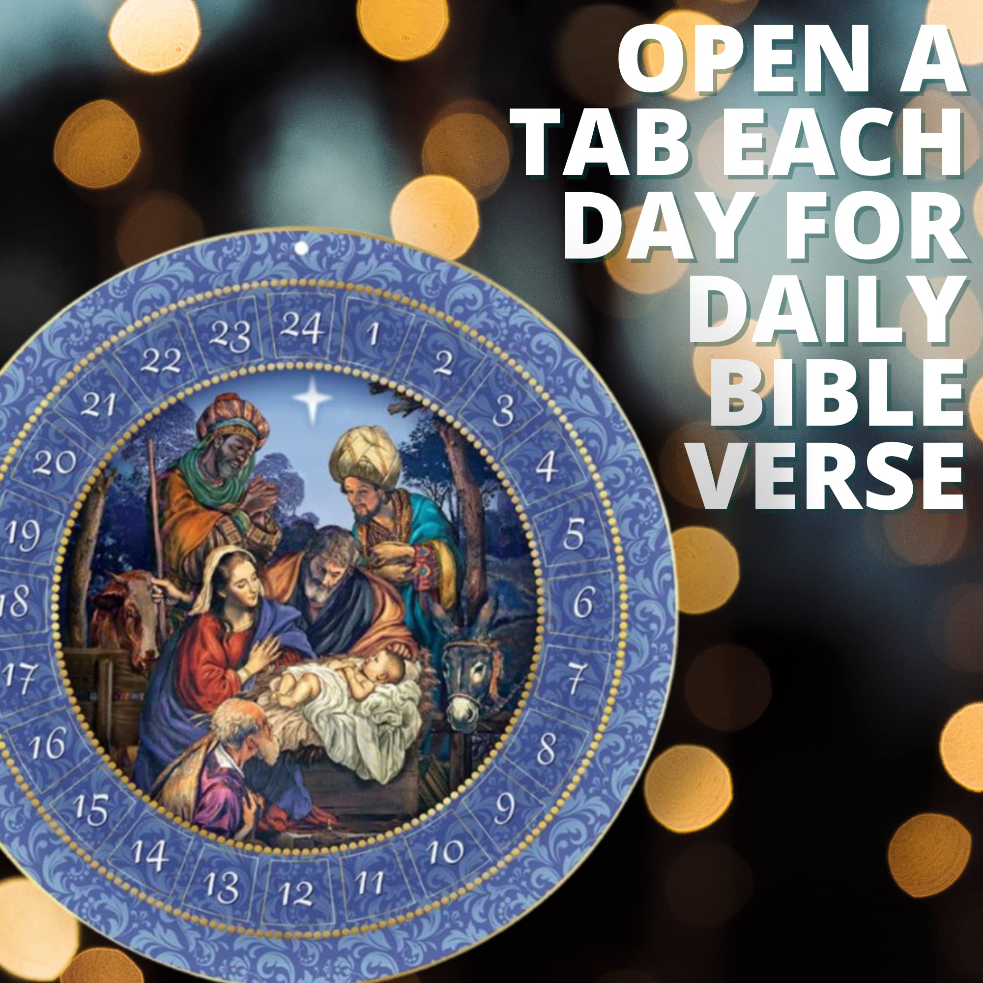 Round Hanging Religious Catholic Advent Calendar 2024, For We Have Seen His Star Nativity Scene Colorful Countdown To Christmas