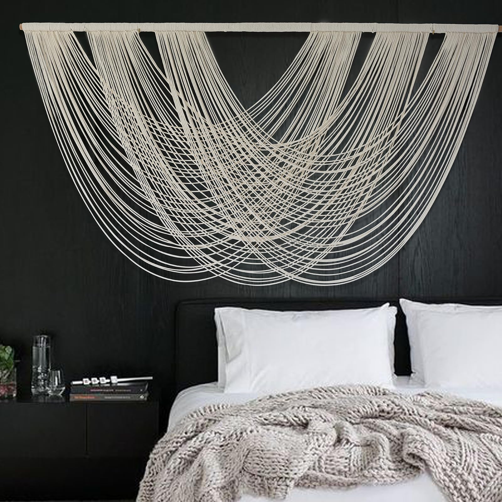 Flber Macrame Wall Hanging Large 57.00' W X 31.00' L Macrame Wall Decor Large Yarn Tapestry Home Boho Wall Decor