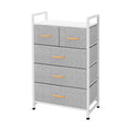 Azl1 Life Concept Storage Dresser Furniture Unit - Large Standing Organizer Chest For Bedroom, Office, Living Room, And Closet - 5 Drawers Removable Fabric Bins - Light Grey