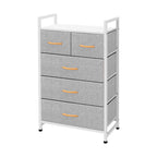 Azl1 Life Concept Storage Dresser Furniture Unit - Large Standing Organizer Chest For Bedroom, Office, Living Room, And Closet - 5 Drawers Removable Fabric Bins - Light Grey