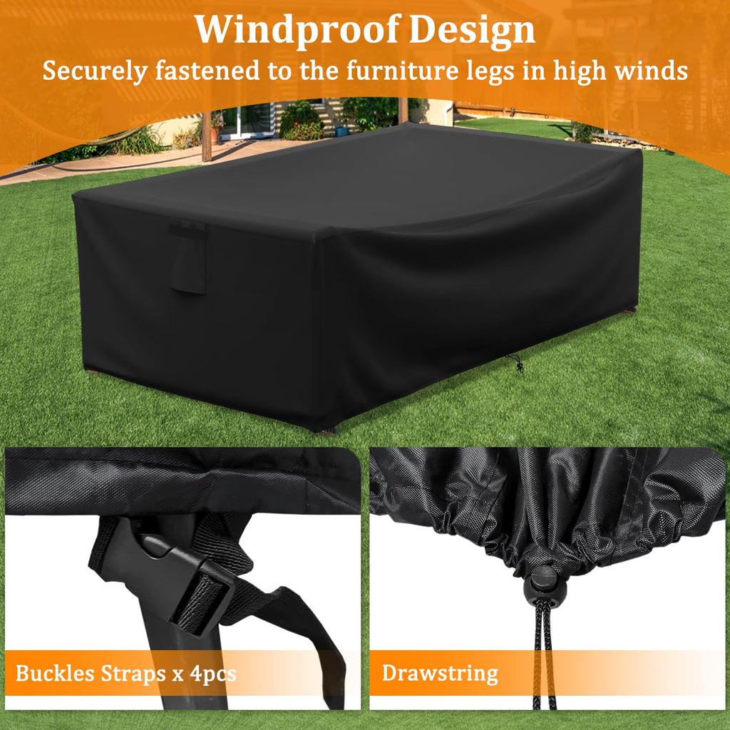 Startwo Patio Furniture Covers Waterproof For Coffee Table Cover, Heavy Duty Durable Rectangular Outdoor Table Cover Fits Up To 48L X 28Wx 13H Inches, Black