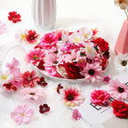 217 Pieces Flower Mini Silk Heads Fake Rose Daisy Faux Flowers For Crafts Rose Flowers Plum Blossom Heads Sunflower Daisy Weddin
