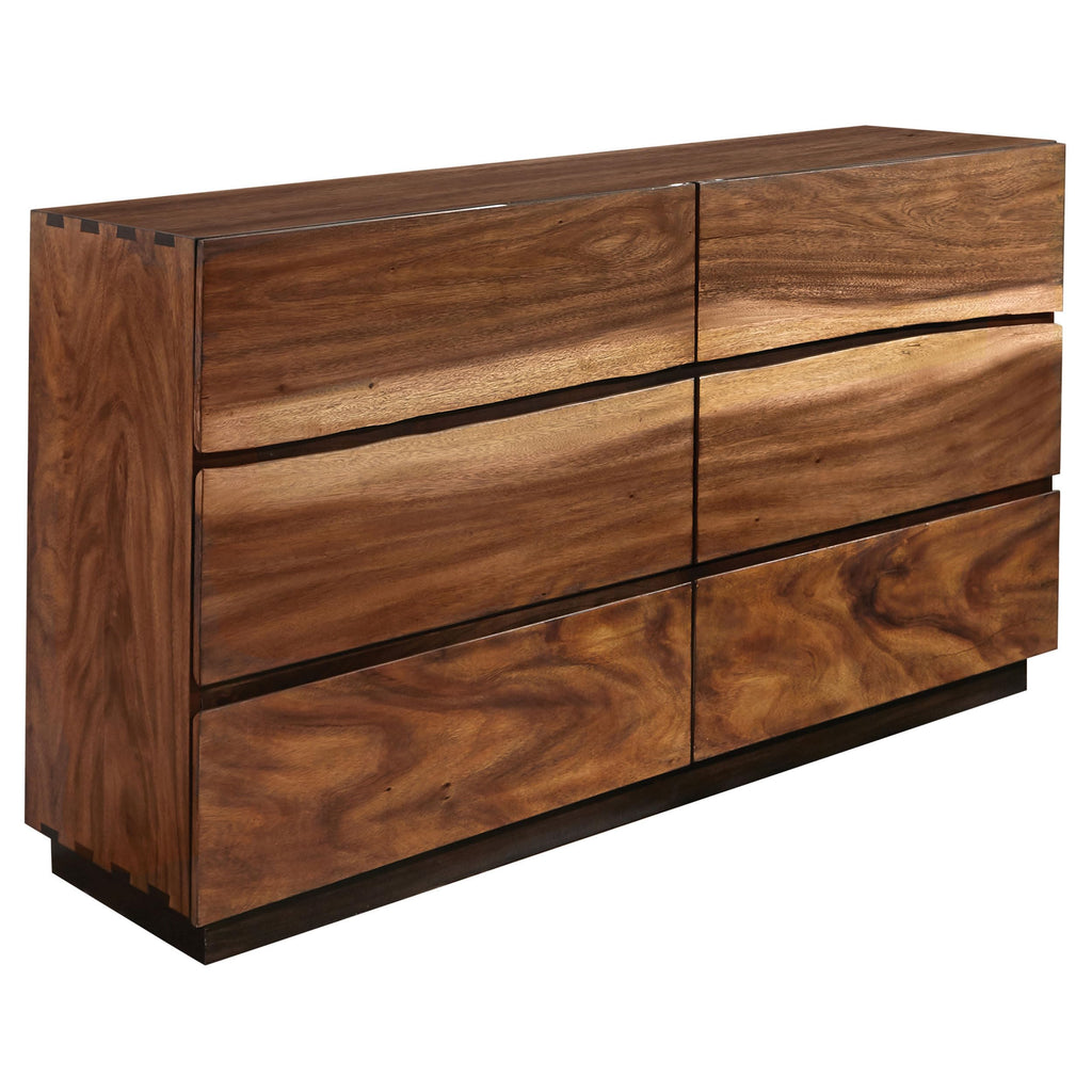Coaster Home Furnishings Winslow Farmhouse 64-inch 6-Drawer Bedroom Dresser Clothing Storage Cabinet Wide Chest of Drawers Organizer Unit Smokey Walnut 223253