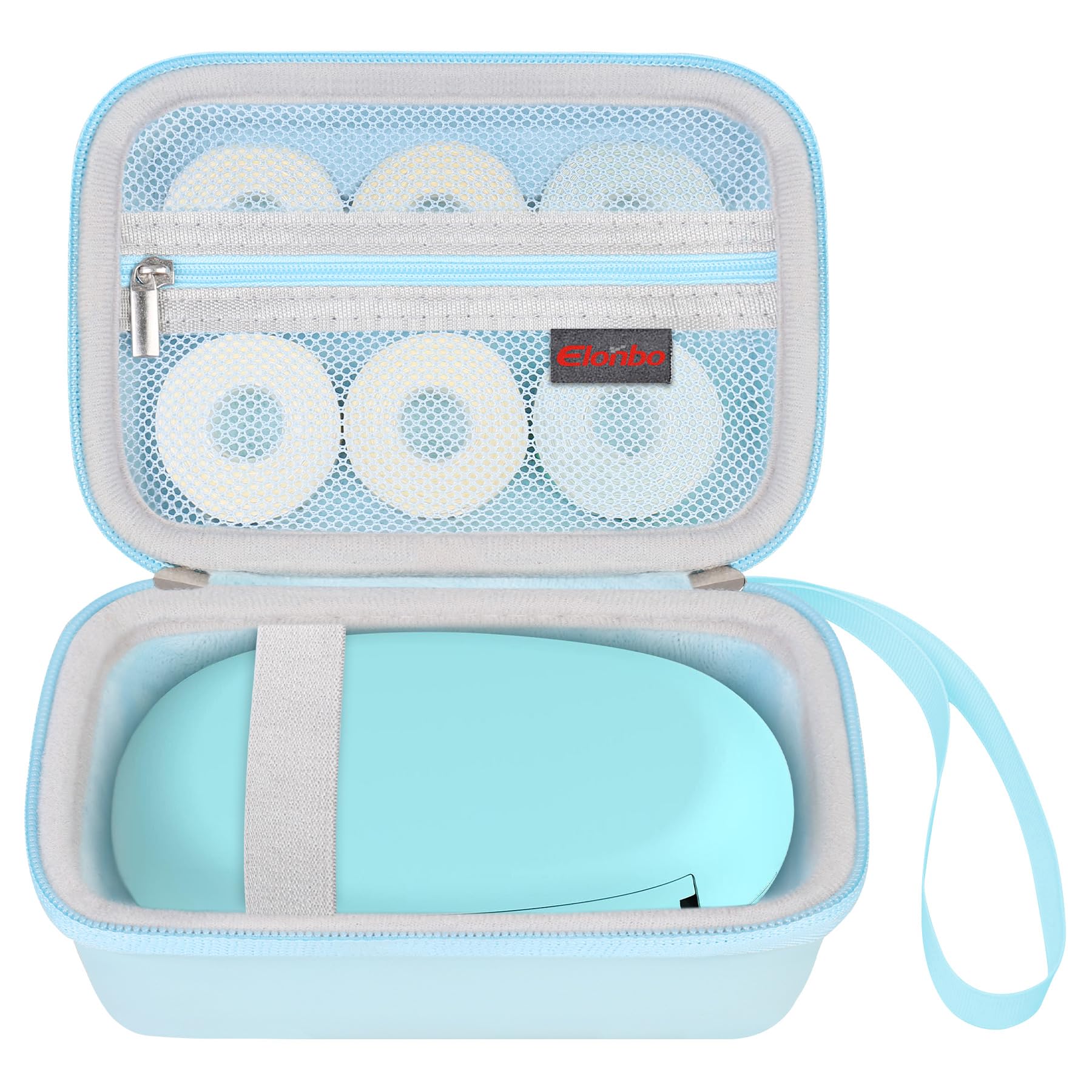 Elonbo Label Maker Case For Supvan E10 Mini Bluetooth Label Printer, Extra Interior Mesh Pocket Fits Label Paper Cable, Blue. (C