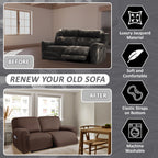 ULTICOR Reclining 2 Seater Sofa Slipcover, Jacquard, Extra Wide 75"-100", Chocolate