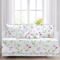 Cozy Line 7 Piece Daybed Cover Set - Carlotta Light Pink Blue Flower Bloom Floral Garden Reversible All Season Luxury Bedding Wi