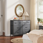 Wlive Dresser For Bedroom With 8 Drawers, Wide Fabric Dresser For Storage And Organization, Bedroom Dresser, Chest Of Drawers For Living Room, Closet, Hallway, Nursery, Dark Grey