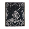 Shesyuki Boho Throw Blanket Reversible Cotton Bohemian Tapestry Hippie Room Decor Double Sided (Boho Skeleton Lover Moon Blue 50