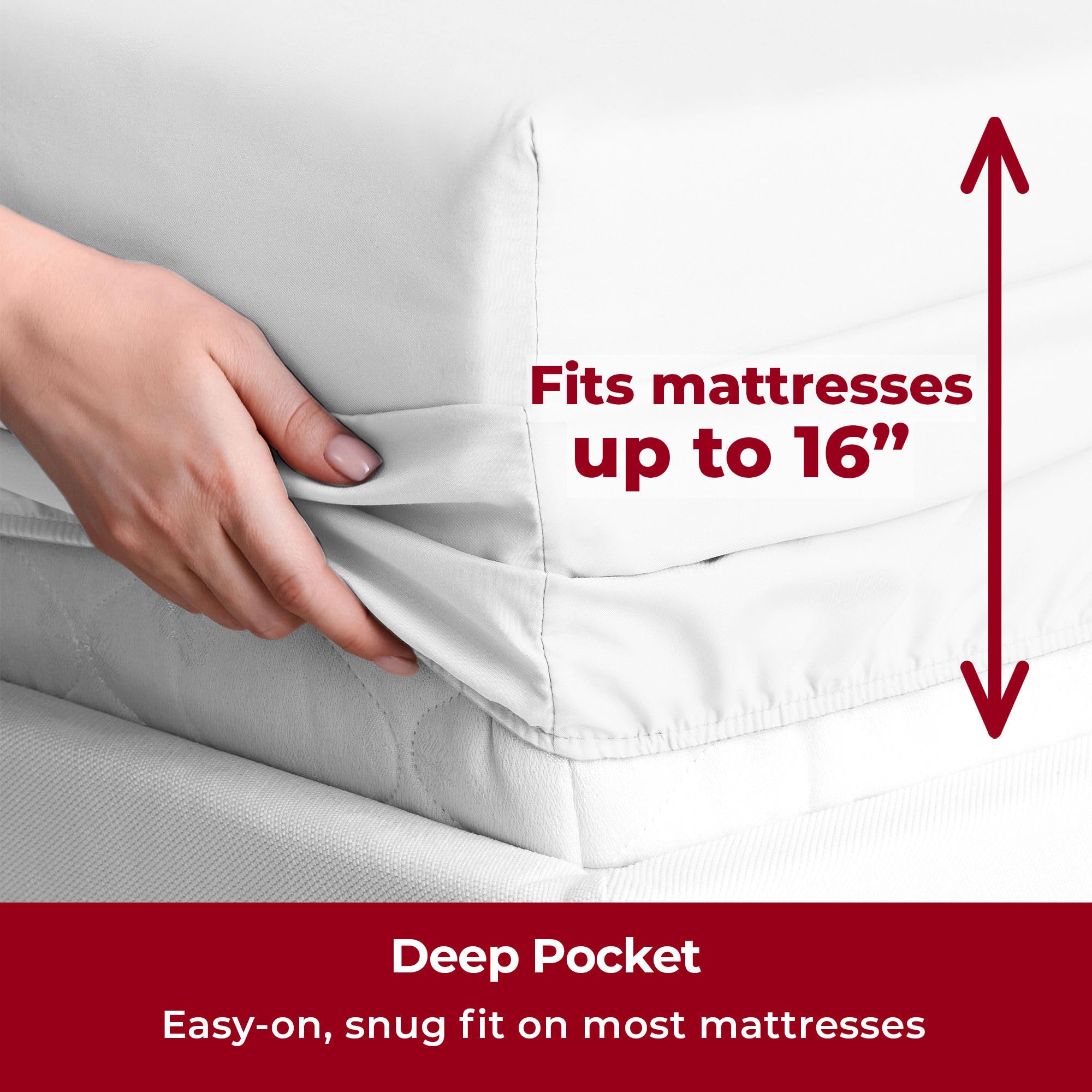 Mellanni Split King Sheet Set - 7-Piece Iconic Collection Bedding, (Including 4 Pillowcases), 16-Inch Deep Pocket, Easy Care, Extra Soft, Cooling Sheets, Brushed Microfiber - White