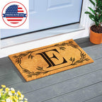 Evergreen Monogram Coir Doormat | Letter E | Front Door Mat For Outdoor Indoor Entrance | 28X16 Inches | Non-Slip Backing Doorwa