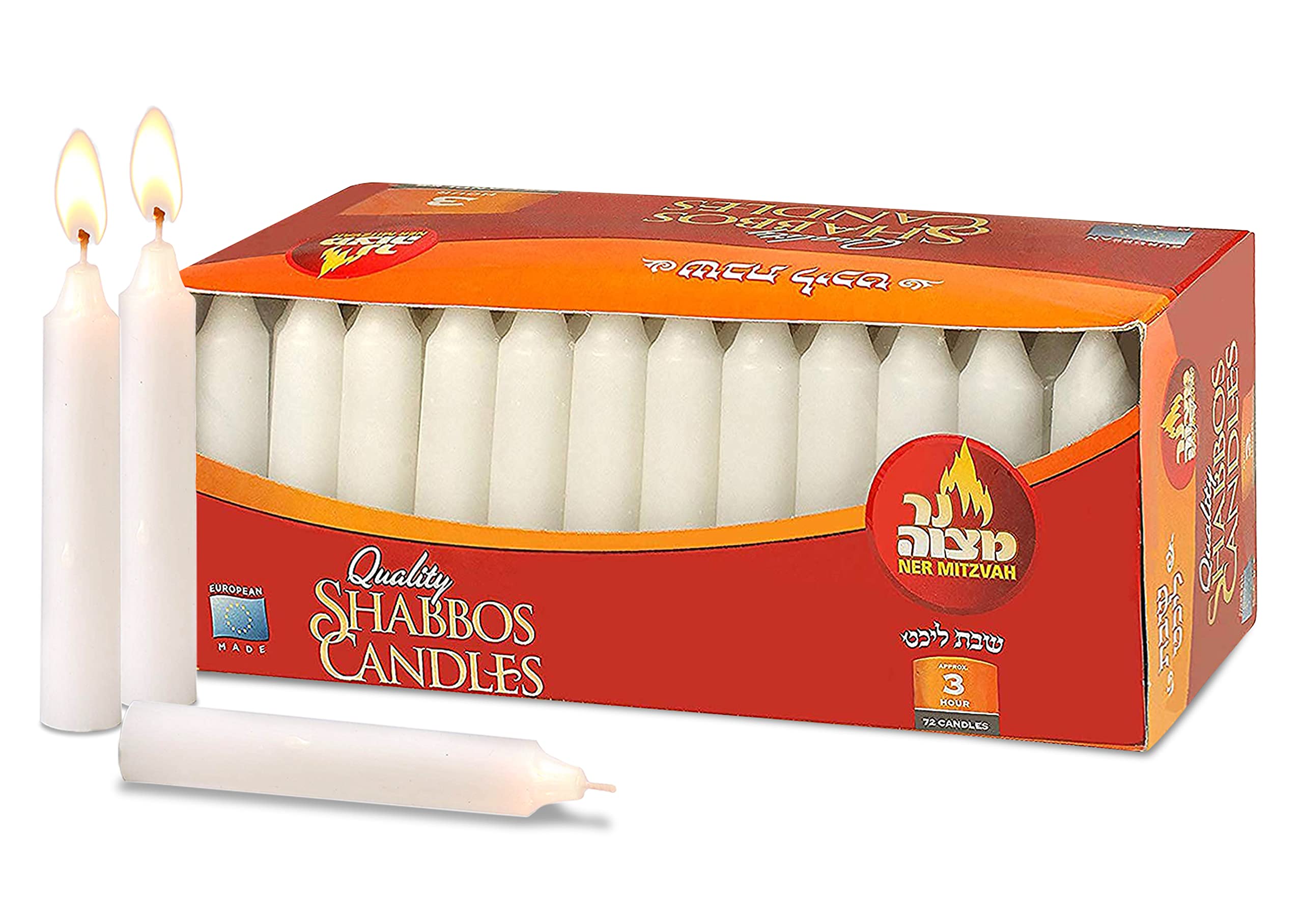 Ner Mitzvah Classic White - 4 Inch Candles - 72 Bulk Pack - for Shabbat Candles, Dinner Tables, Restaurants, Ceremonies and Emer