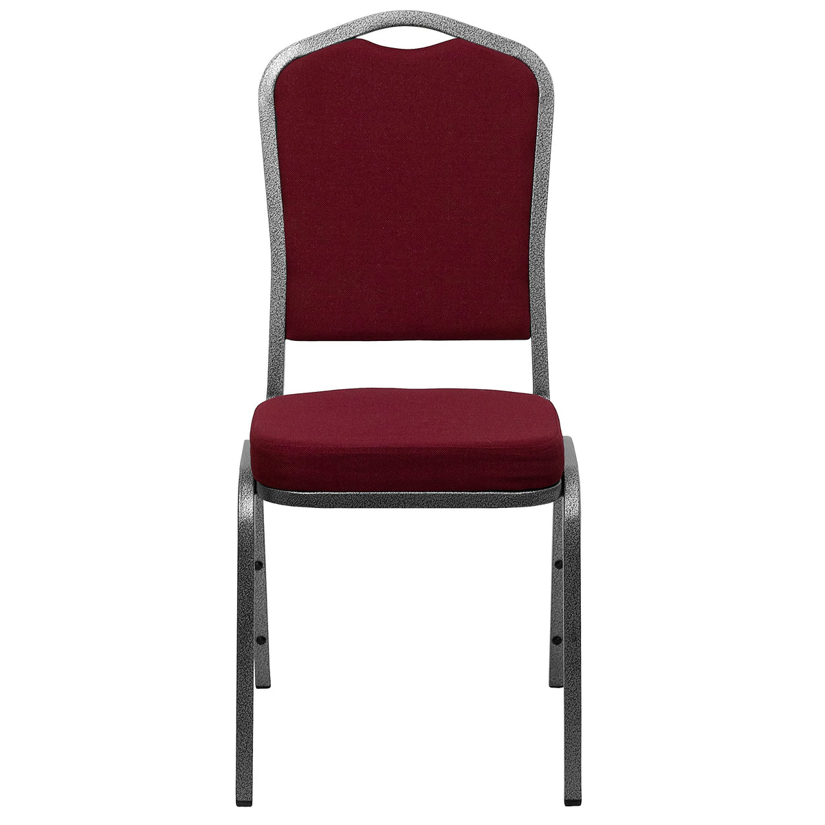 Flash Furniture Hercules Series Crown Back Stacking Banquet Chair In Burgundy Fabric With Silver Vein Frame [Fd-C01-Silvervein-3169-Gg]
