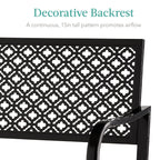 Best Choice Products Outdoor Bench 2-Person Metal Steel Benches Furniture For Garden, Patio, Porch, Entryway W/Geometric Backrest, 790Lb Capacity – Black
