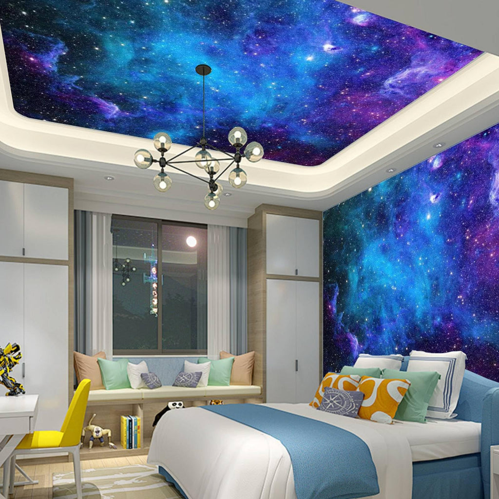 Apdidl Extra Large Galaxy Space Tapestry For Bedroom Aesthetic 118'' X 98'' Blue Starry Sky Stars Universe Tapestry Mysterious N