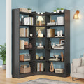 Semoic 6 Tiers Corner Bookshelf and Bookcase with Baffle, 63.1 Tall Modern L-Shaped Storage Display Book Shelf Industrial Booksh