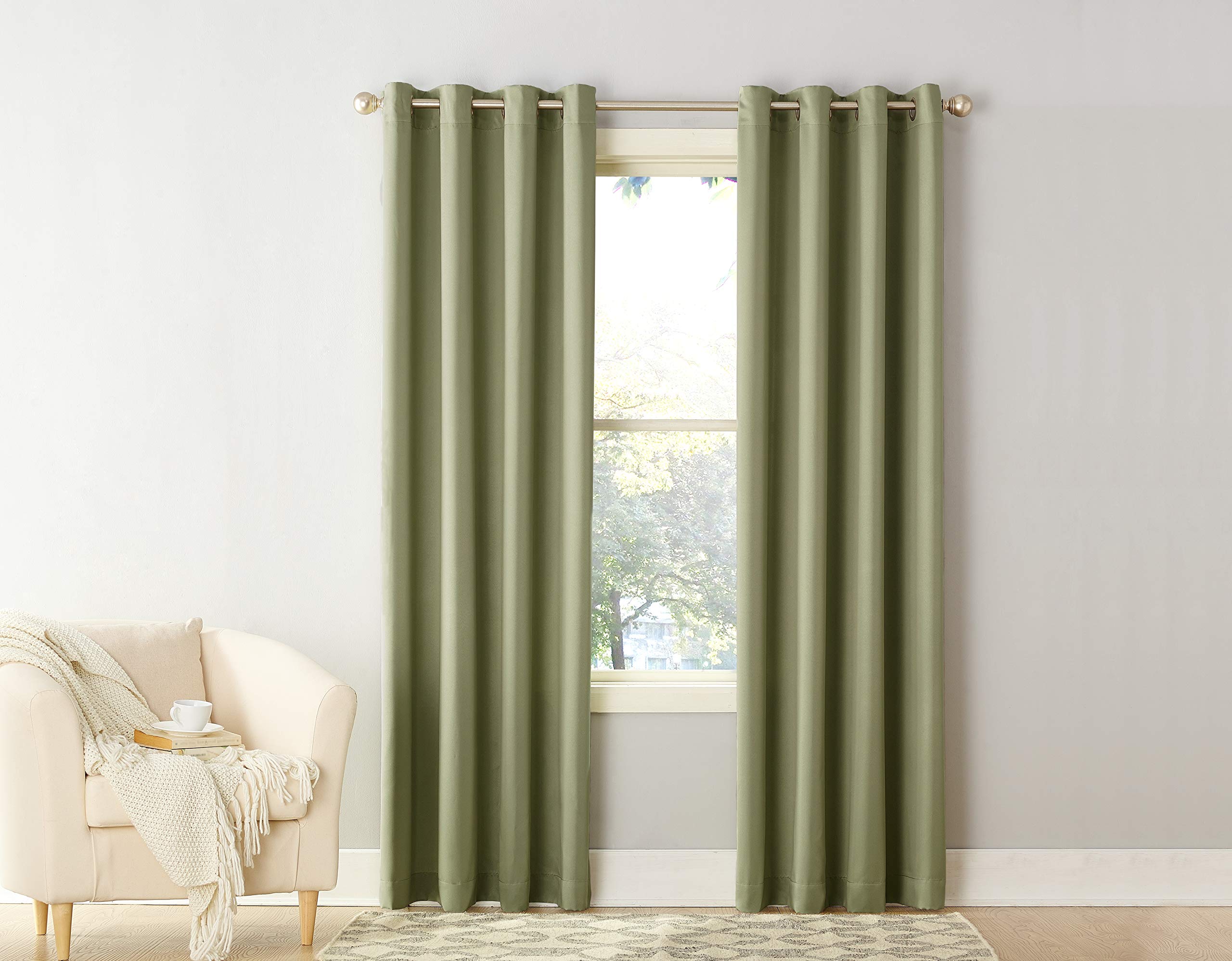 Sun Zero Becca Energy Efficient Grommet Curtain Panel, 40'' X 63'', Sage Green